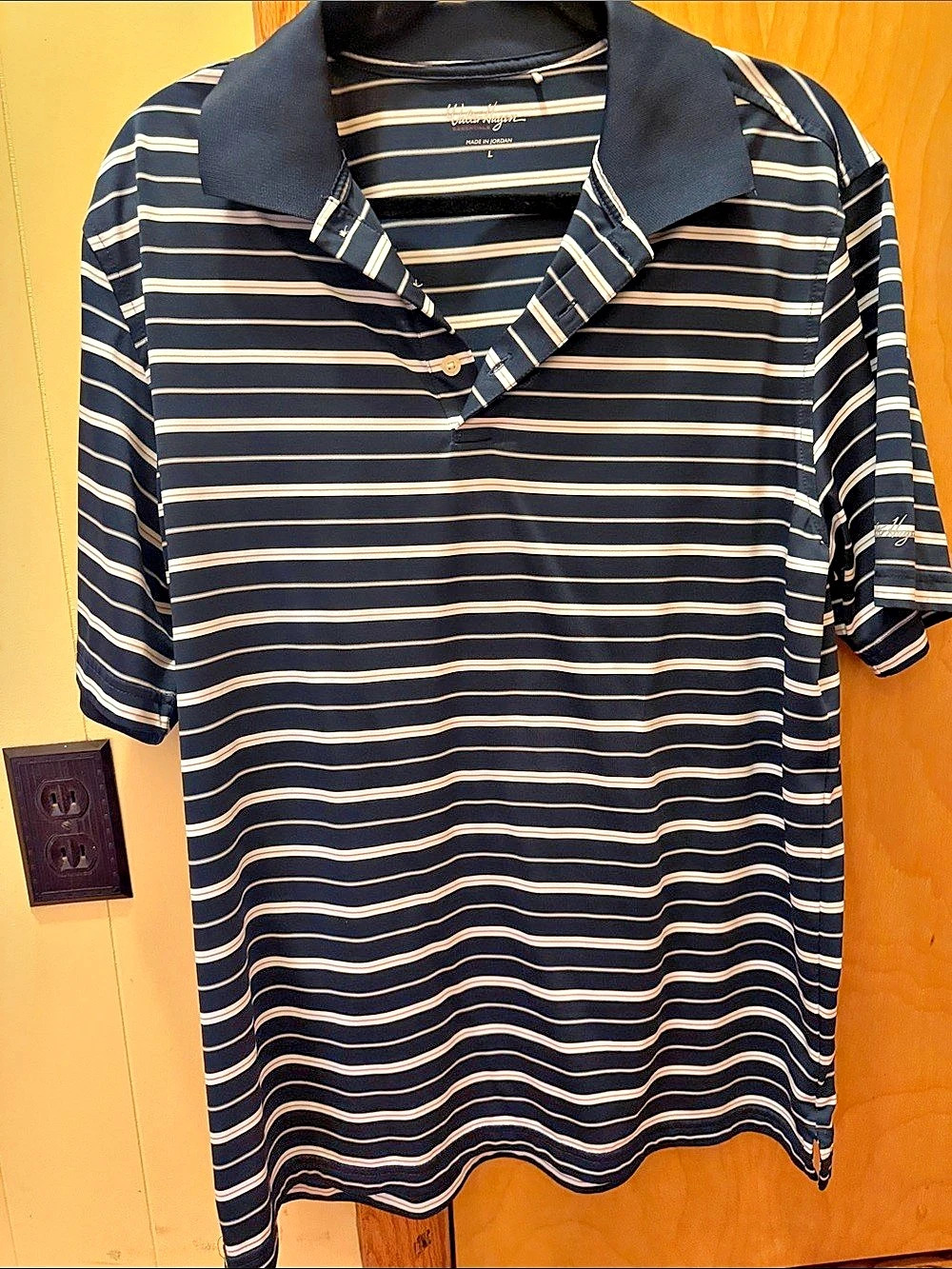 Walter Hagen Essentials Striped Golf Polo Navy & White Large